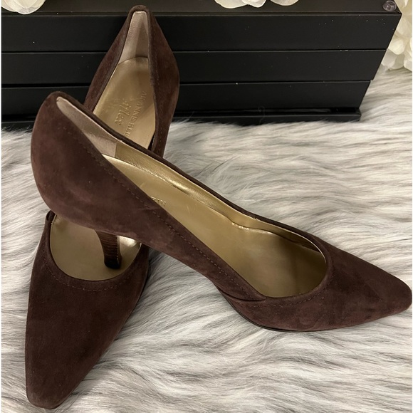 AK ANNE KLEIN IFLEX  👠 Ladies Brown Suede High Heels - Picture 6 of 9